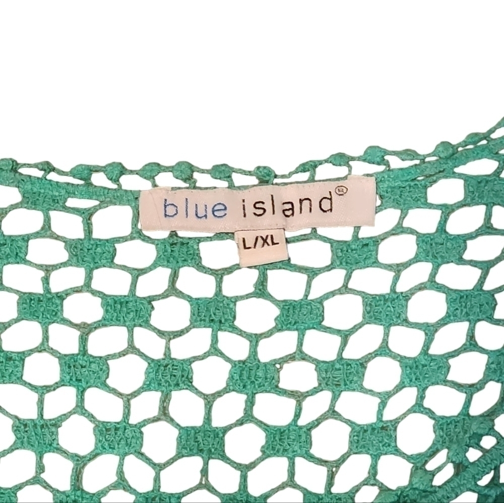 Blue Island Women's Teal Lace Crochet Beach Coverup or Shirt Large / X-Large - Picture 9 of 9